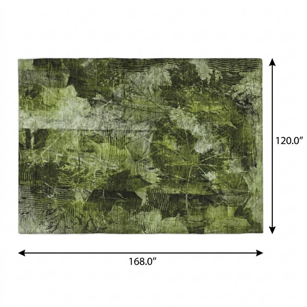 10' X 14' Green And Charcoal Floral Shag Washable Area Rug With UV Protection - HomeRoots - Flyclothing LLC