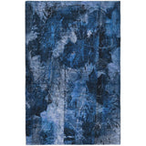 5' X 8' Navy Blue And Ivory Floral Shag Washable Area Rug With UV Protection - HomeRoots - Flyclothing LLC