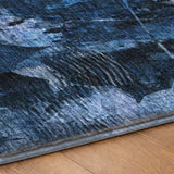 5' X 8' Navy Blue And Ivory Floral Shag Washable Area Rug With UV Protection - HomeRoots - Flyclothing LLC
