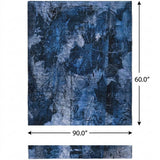 5' X 8' Navy Blue And Ivory Floral Shag Washable Area Rug With UV Protection - HomeRoots - Flyclothing LLC