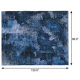 8' X 10' Navy Blue And Ivory Floral Shag Washable Area Rug With UV Protection - HomeRoots - Flyclothing LLC