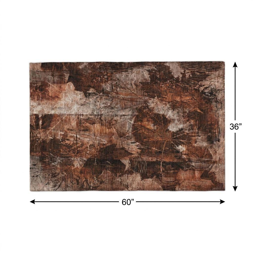 3' X 5' Orange And Charcoal Floral Shag Washable Area Rug With UV Protection - HomeRoots - Flyclothing LLC
