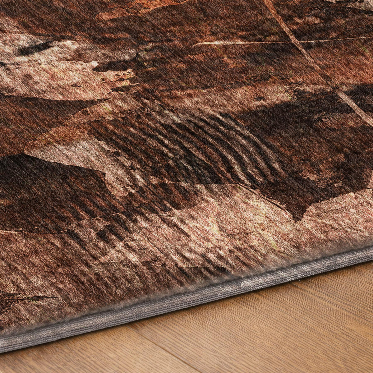 5' X 8' Orange And Charcoal Floral Shag Washable Area Rug With UV Protection - HomeRoots - Flyclothing LLC