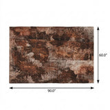 5' X 8' Orange And Charcoal Floral Shag Washable Area Rug With UV Protection - HomeRoots - Flyclothing LLC
