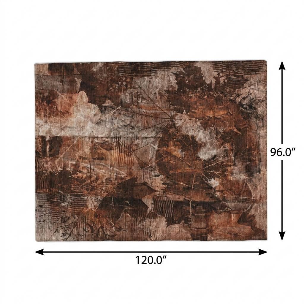 8' X 10' Orange And Charcoal Floral Shag Washable Area Rug With UV Protection - HomeRoots - Flyclothing LLC