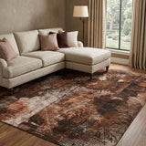 10' X 14' Orange And Charcoal Floral Shag Washable Area Rug With UV Protection - HomeRoots - Flyclothing LLC