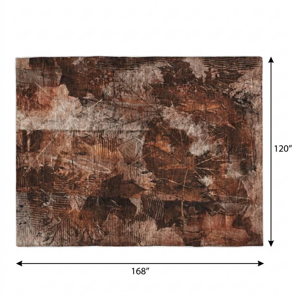 10' X 14' Orange And Charcoal Floral Shag Washable Area Rug With UV Protection - HomeRoots - Flyclothing LLC
