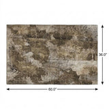 3' X 5' Taupe And Beige Floral Shag Washable Area Rug With UV Protection - HomeRoots - Flyclothing LLC