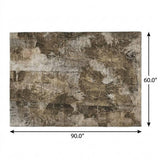 5' X 8' Taupe And Beige Floral Shag Washable Area Rug With UV Protection - HomeRoots - Flyclothing LLC