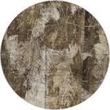 8' Taupe And Beige Floral Shag Washable Round Rug With UV Protection - HomeRoots - Flyclothing LLC