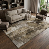 8' X 10' Taupe And Beige Floral Shag Washable Area Rug With UV Protection - HomeRoots - Flyclothing LLC