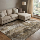 10' X 14' Taupe And Beige Floral Shag Washable Area Rug With UV Protection - HomeRoots - Flyclothing LLC