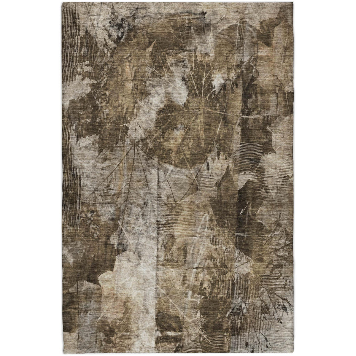 10' X 14' Taupe And Beige Floral Shag Washable Area Rug With UV Protection - HomeRoots - Flyclothing LLC