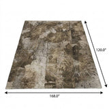 10' X 14' Taupe And Beige Floral Shag Washable Area Rug With UV Protection - HomeRoots - Flyclothing LLC