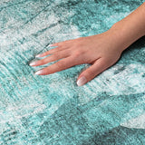 3' X 5' Teal And Ivory Floral Shag Washable Area Rug With UV Protection - HomeRoots - Flyclothing LLC