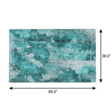 3' X 5' Teal And Ivory Floral Shag Washable Area Rug With UV Protection - HomeRoots - Flyclothing LLC