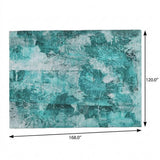 10' X 14' Teal And Ivory Floral Shag Washable Area Rug With UV Protection - HomeRoots - Flyclothing LLC