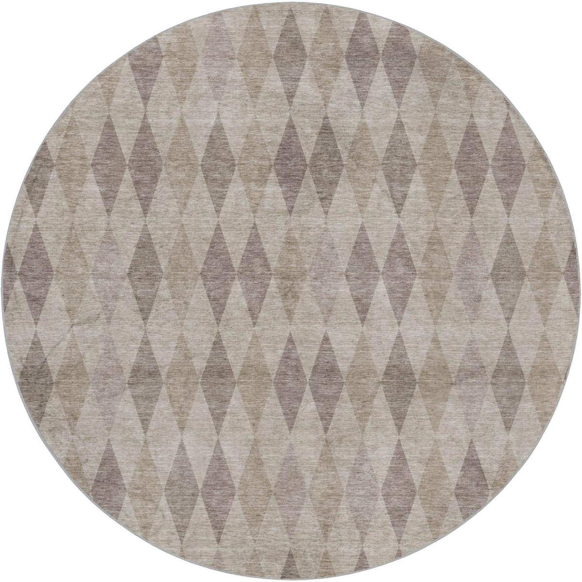 8' Beige And Gray Geometric Shag Washable Round Rug With UV Protection - HomeRoots - Flyclothing LLC