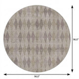 8' Beige And Gray Geometric Shag Washable Round Rug With UV Protection - HomeRoots - Flyclothing LLC