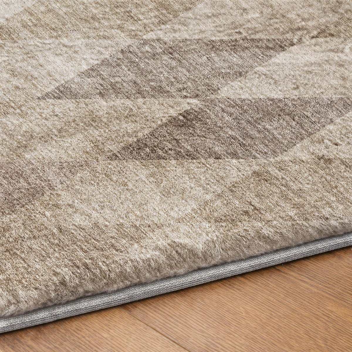 8' X 10' Beige And Gray Geometric Shag Washable Area Rug With UV Protection - HomeRoots - Flyclothing LLC