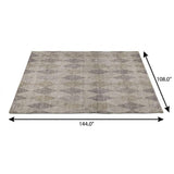 9' X 12' Beige And Gray Geometric Shag Washable Area Rug With UV Protection - HomeRoots - Flyclothing LLC