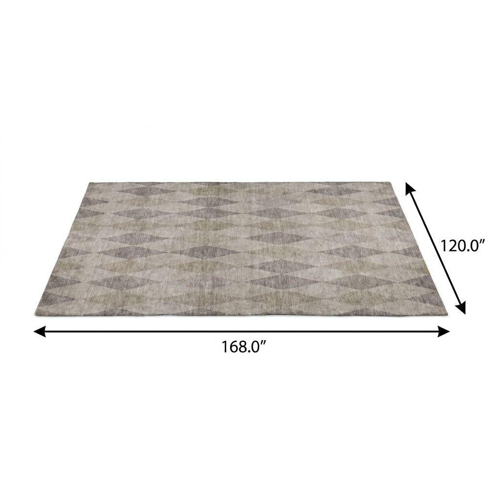 10' X 14' Beige And Gray Geometric Shag Washable Area Rug With UV Protection - HomeRoots - Flyclothing LLC