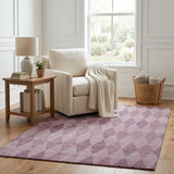 5' X 8' Blush And Mauve Geometric Shag Washable Area Rug With UV Protection - HomeRoots - Flyclothing LLC