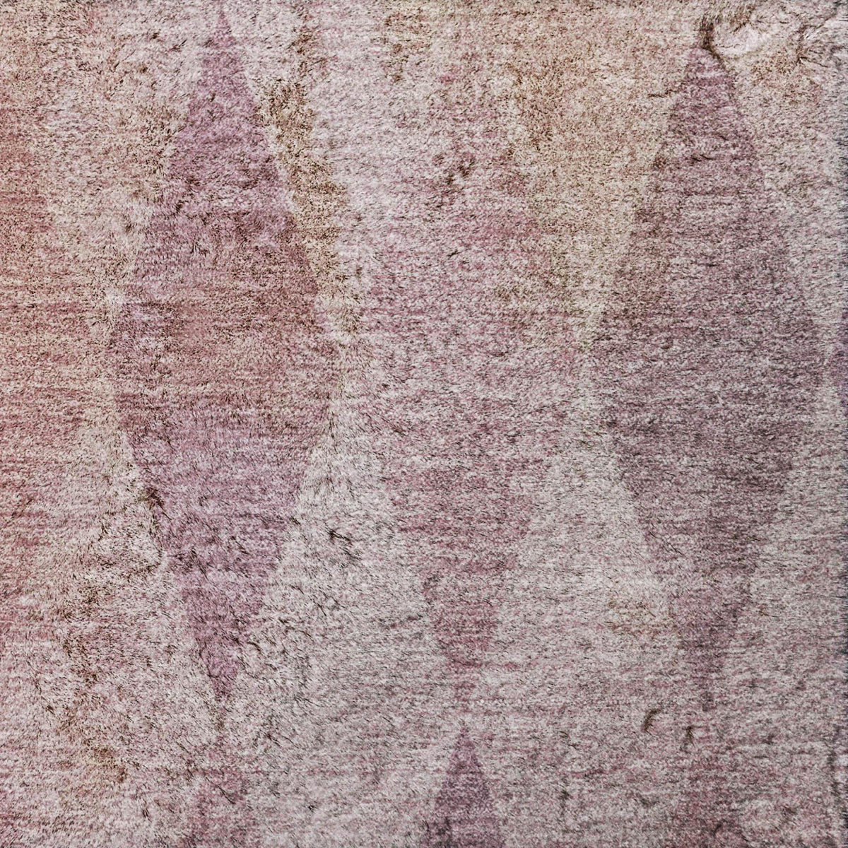5' X 8' Blush And Mauve Geometric Shag Washable Area Rug With UV Protection - HomeRoots - Flyclothing LLC