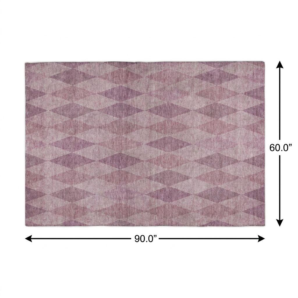 5' X 8' Blush And Mauve Geometric Shag Washable Area Rug With UV Protection - HomeRoots - Flyclothing LLC