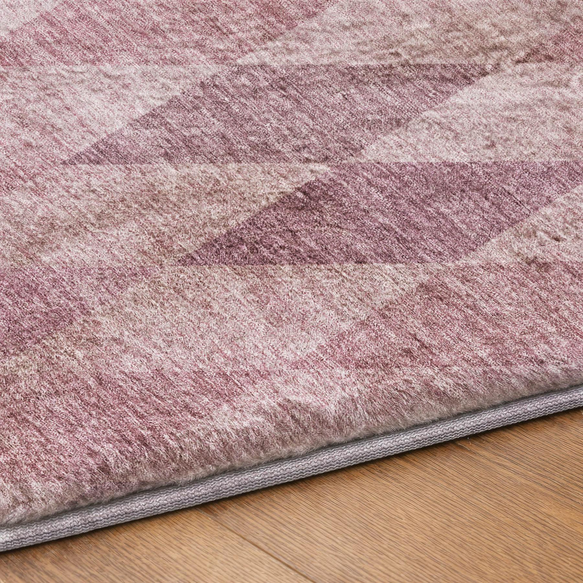 8' X 10' Blush And Mauve Geometric Shag Washable Area Rug With UV Protection - HomeRoots - Flyclothing LLC
