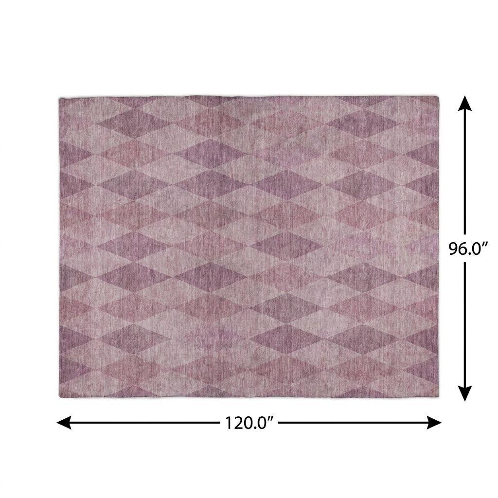 8' X 10' Blush And Mauve Geometric Shag Washable Area Rug With UV Protection - HomeRoots - Flyclothing LLC