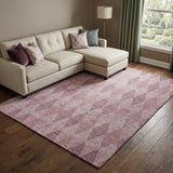 9' X 12' Blush And Mauve Geometric Shag Washable Area Rug With UV Protection - HomeRoots - Flyclothing LLC