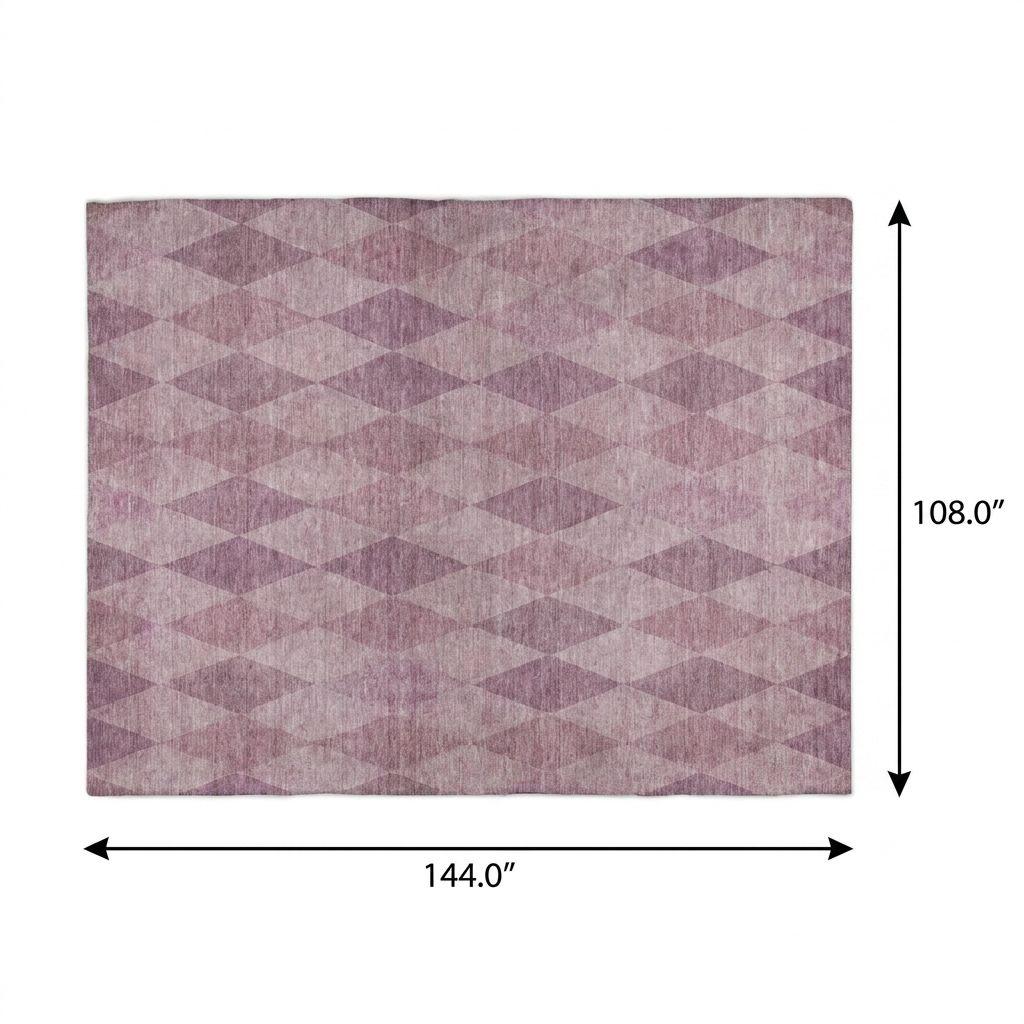 9' X 12' Blush And Mauve Geometric Shag Washable Area Rug With UV Protection - HomeRoots - Flyclothing LLC