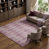 10' X 14' Blush And Mauve Geometric Shag Washable Area Rug With UV Protection - HomeRoots - Flyclothing LLC