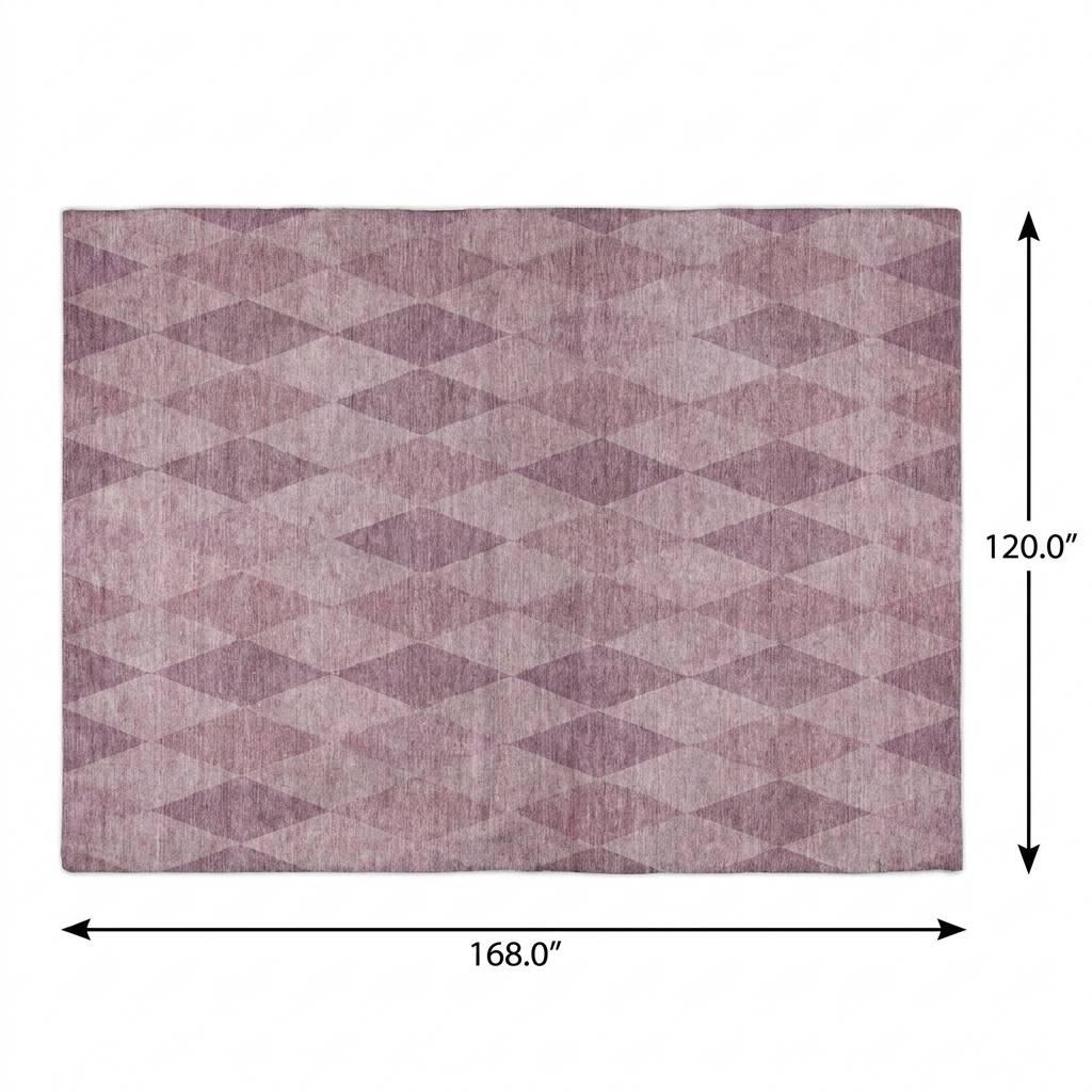 10' X 14' Blush And Mauve Geometric Shag Washable Area Rug With UV Protection - HomeRoots - Flyclothing LLC