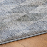 3' X 5' Denim Blue And Gray Geometric Shag Washable Area Rug With UV Protection - HomeRoots - Flyclothing LLC