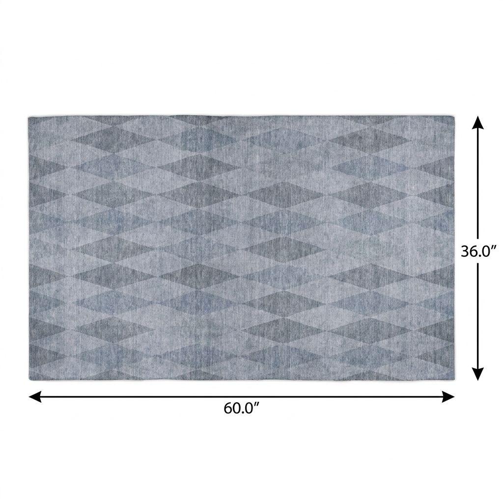3' X 5' Denim Blue And Gray Geometric Shag Washable Area Rug With UV Protection - HomeRoots - Flyclothing LLC