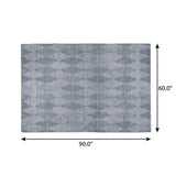 5' X 8' Denim Blue And Gray Geometric Shag Washable Area Rug With UV Protection - HomeRoots - Flyclothing LLC