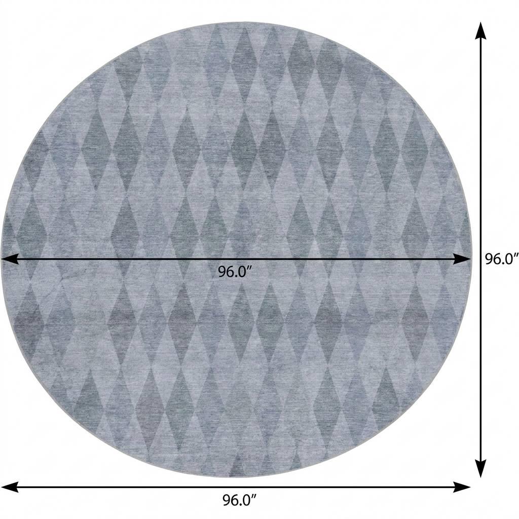 8' Denim Blue And Gray Geometric Shag Washable Round Rug With UV Protection - HomeRoots - Flyclothing LLC