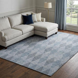 8' X 10' Denim Blue And Gray Geometric Shag Washable Area Rug With UV Protection - HomeRoots - Flyclothing LLC