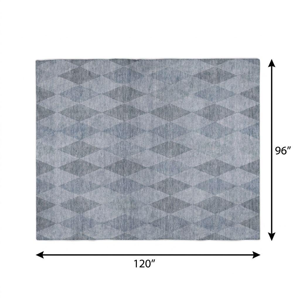 8' X 10' Denim Blue And Gray Geometric Shag Washable Area Rug With UV Protection - HomeRoots - Flyclothing LLC