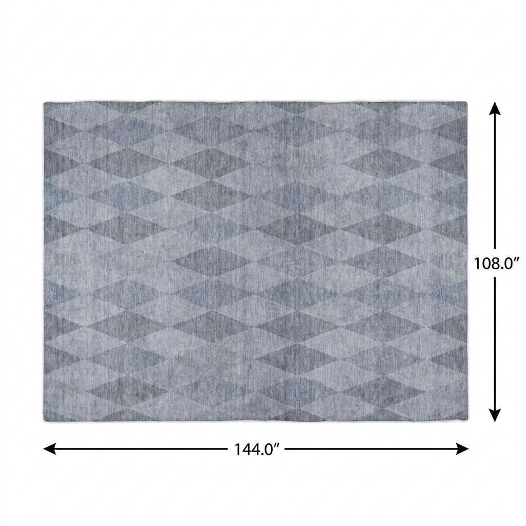 9' X 12' Denim Blue And Gray Geometric Shag Washable Area Rug With UV Protection - HomeRoots - Flyclothing LLC