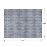 9' X 12' Denim Blue And Gray Geometric Shag Washable Area Rug With UV Protection - HomeRoots - Flyclothing LLC
