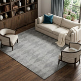10' X 14' Gray And Charcoal Geometric Shag Washable Area Rug With UV Protection - HomeRoots - Flyclothing LLC