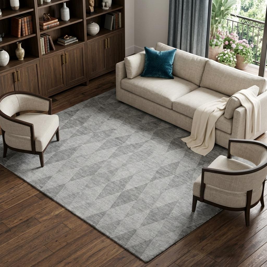 10' X 14' Gray And Charcoal Geometric Shag Washable Area Rug With UV Protection - HomeRoots - Flyclothing LLC