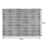 10' X 14' Gray And Charcoal Geometric Shag Washable Area Rug With UV Protection - HomeRoots - Flyclothing LLC