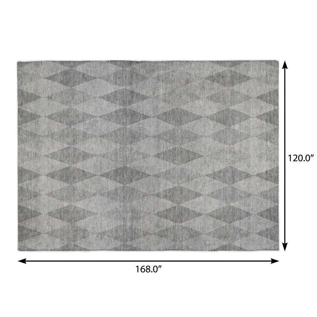 10' X 14' Gray And Charcoal Geometric Shag Washable Area Rug With UV Protection - HomeRoots - Flyclothing LLC