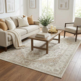 5' X 8' Ivory And Gray Geometric Shag Washable Area Rug With UV Protection - HomeRoots - Flyclothing LLC