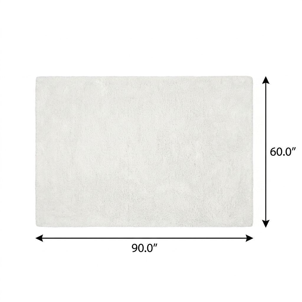 5' X 8' Ivory And Gray Geometric Shag Washable Area Rug With UV Protection - HomeRoots - Flyclothing LLC