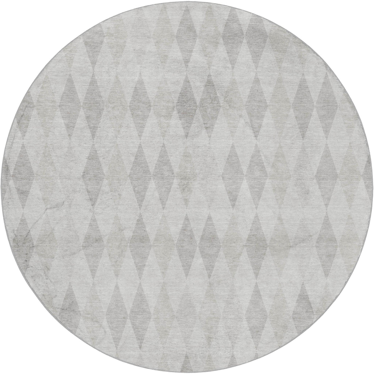 8' Ivory And Gray Geometric Shag Washable Round Rug With UV Protection - HomeRoots - Flyclothing LLC
